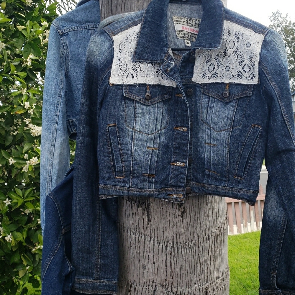 Denim Jacket with Lace Detail
